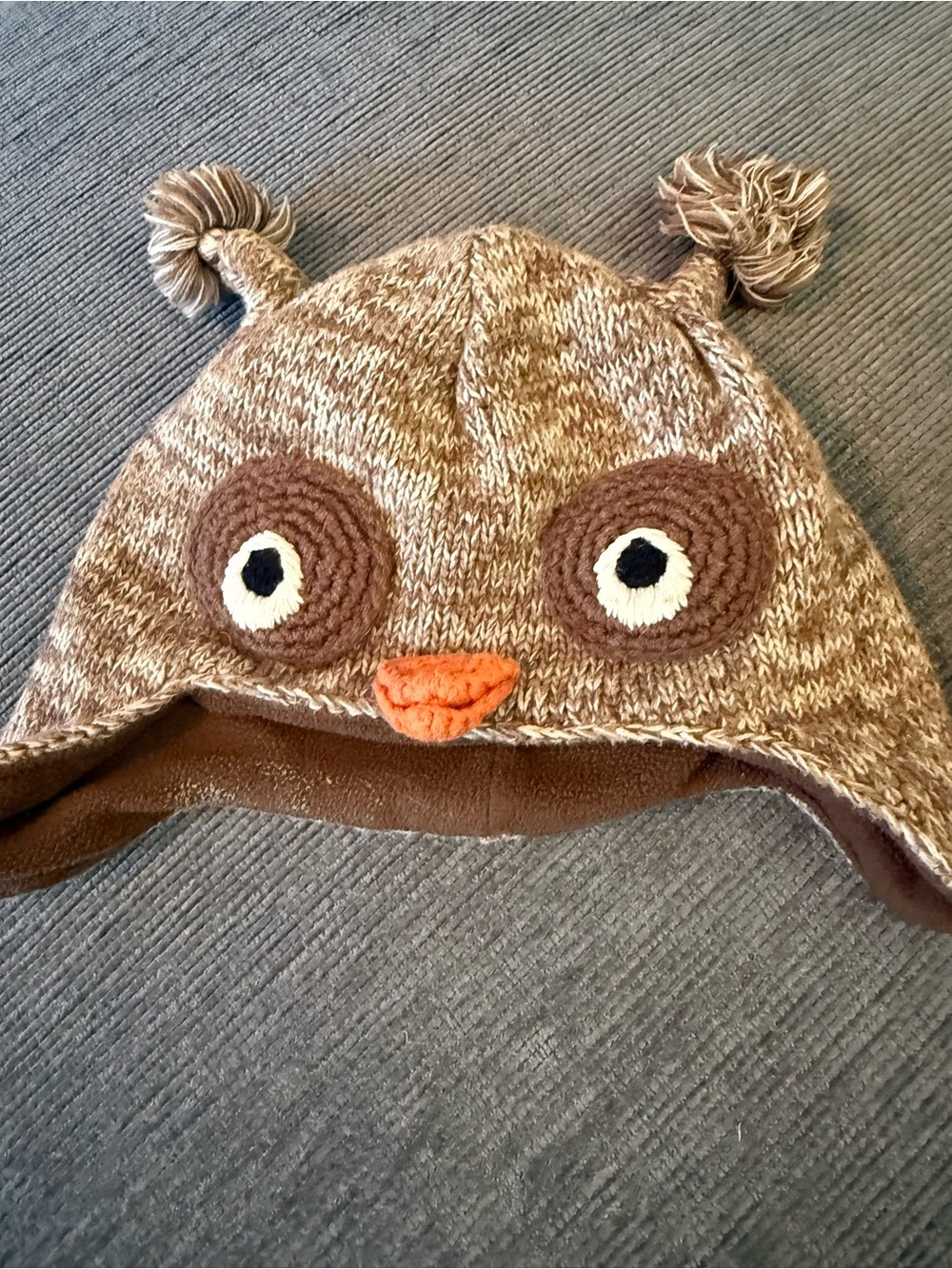 GAP Kids Brown Owl Knit Hat with Pom Poms